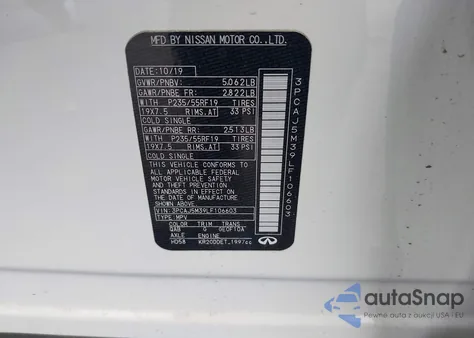 2020 Infiniti Qx50 Essential Awd from USA, damaged, VIN 3PCAJ5M39LF106603